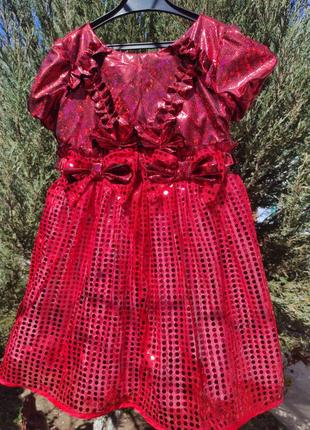 Красное праздничное платье на рост 116-1307 фото