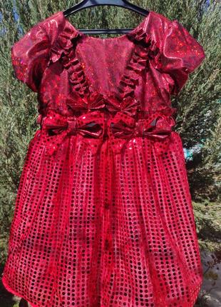 Красное праздничное платье на рост 116-1304 фото
