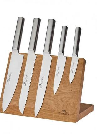 Набор из 5 кухонных ножей и подставки  gerlach серебристо-коричневый (2000002669517)