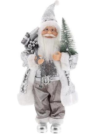 Новогодняя фигура "санта клаус с подарками и елкой" bonadi 22х17х45 см  cl0017179
