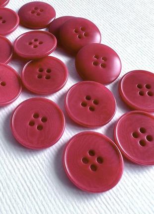 Ґудзик костюмний тоненький бортик глянцевий 4отв рожевий 20мм пластик