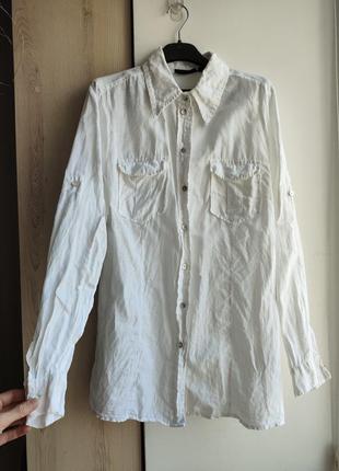 Рубашка летняя натуральная белая лен1 фото
