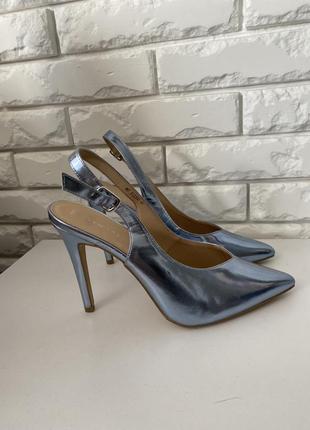 Красивые босоножки сине-серый перламутр 38