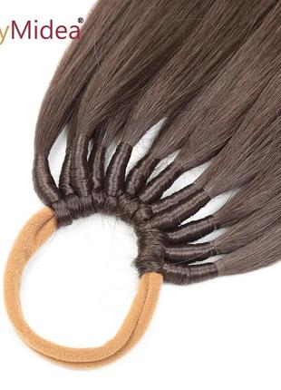 61 см хвіст шиньйон шатен на гумці накладний на стрічці штучне волосся накладна коса кіска4 фото