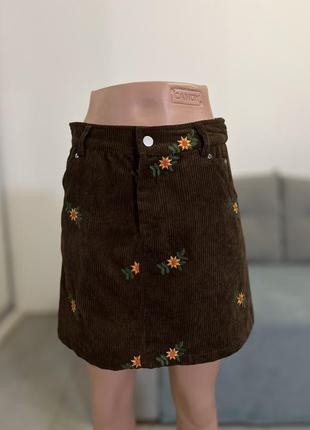 Базовая вельветовая юбка мини No118 фото