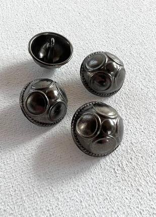 Ґудзик костюмний капелюшок декоративний в кола на ніжці срібний 20мм метал