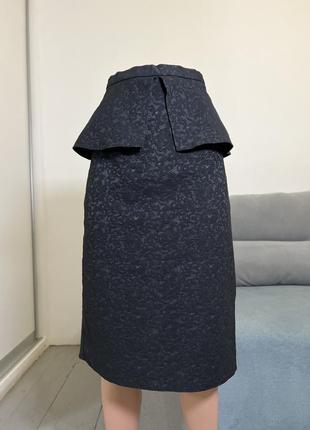 Жаккардовая юбка-миди с баской No1147 фото