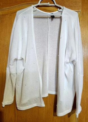 Белая кофта/ кардиган накидка паутинка jean pascale1 фото