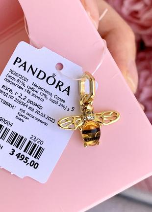 Шарм пандора золото бусина pandora подвеска «сияющая пчелка» клипса бусина на браслет оригинальная пандора новая бирка пломба