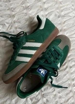 Женские кроссовки adidas samba og green grey