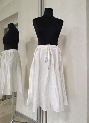Льняная юбка миди на лето базовая трендовая из льна yessica сток2 фото