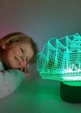 Нічник-світильник 3d "корабль" 18х21 см 3dtoyslamp (2000002618515)