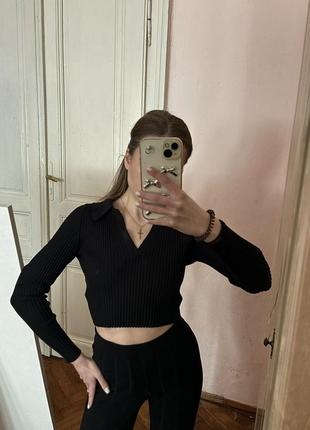 Черный трикотажный джемпер h&m