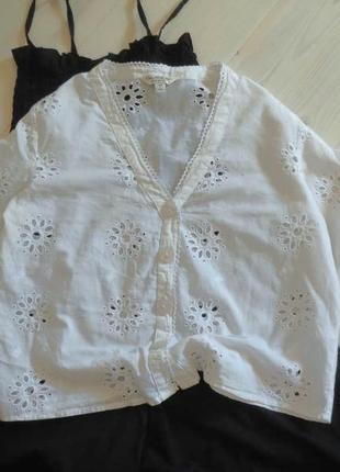 Біла блуза з шиттям miss selfridge розмір xхs-xs2 фото