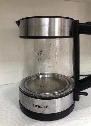 Б/у электрический стеклянный чайник linsar 1,7 л