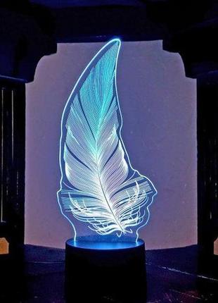 Нічник-світильник 3d "перо" 27х12 см 3dtoyslamp (2000002621225)