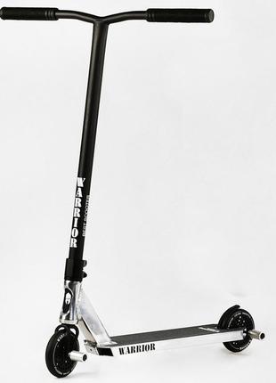 Самокат трюковий 52х12х85 см best scooter чорно-білий (2000002311379)