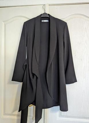 Платье-блейзер, пиджак черная zara с поясом6 фото