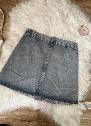 Стильная короткая мини юбка юбка джинсовая на пуговицах4 фото