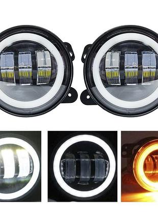 Штатные led фары противотуманки c cветотеневой границей рено, дачия логан. противотуманные dacia renault logan