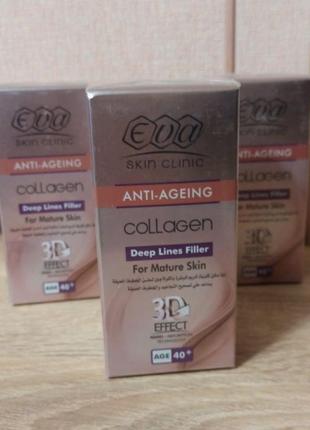 Крем для обличчя eva collagen оригінал єгипет 40+ заповнювач зморшок.3 фото