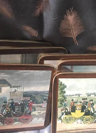 Диліжанси англійські вікторіанські антикварні підставки костери під чашки коркові