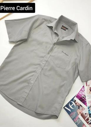 Рубашка мужская с короткими рукавами серого цвета regular fit от бренда pierre cardin m