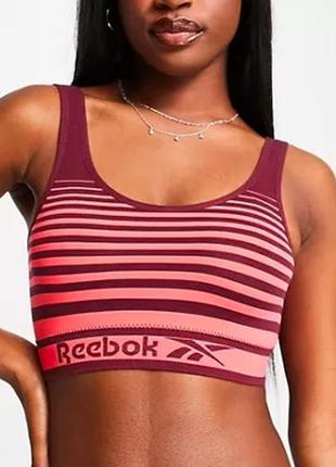 Reebok daria seamless crop top in cherry neon stripe спортивний топ бра1 фото