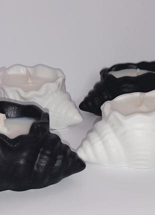 Соевая свеча в ракушки из гипса