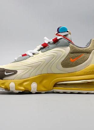 Кроссовки мужские travis scott x nike air max 270 react бежевые (найк аир макс, кросівки)