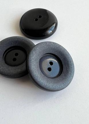Пуговица  костюмная серый бортик  2отв синяя 27мм пластик