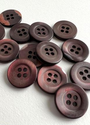 Ґудзик 7/633 костюмний бортик бордовий перелив 4отв коричневий 17мм мушля