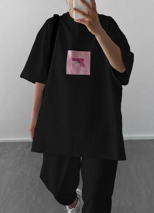 Костюм oversize: удлиненная футболка + джоггеры