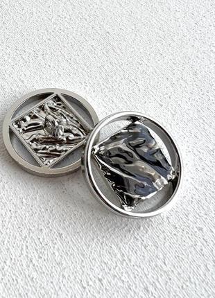 Ґудзик костюмний квадрат в кільці на ніжці срібний 20мм метал