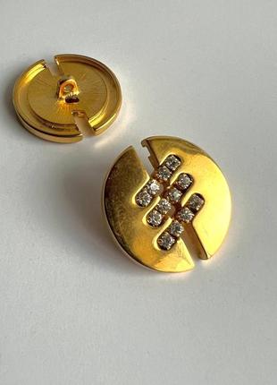 Пуговица костюмная декоративная разделенная камнями на ножке золотая 26мм металл