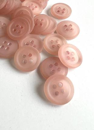 Пуговица рубашечная бортик бледная  4отв розовая 15мм пластик