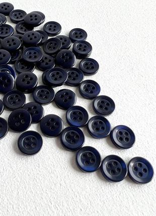 Пуговица рубашечная 4отв синяя 11мм пластик 600/224