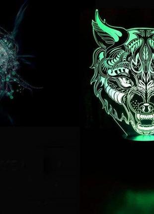 Нічник-світильник 3d "вовк 2" 25х19 см 3dtoyslamp (2000002620709)