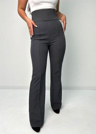 Жіночі штани з костюмної тканини з високою талією довгі  (чорний, червоний, мокко, графіт) 42-502 фото