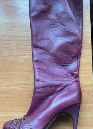 Сапоги dior burgundy leather knee length boots