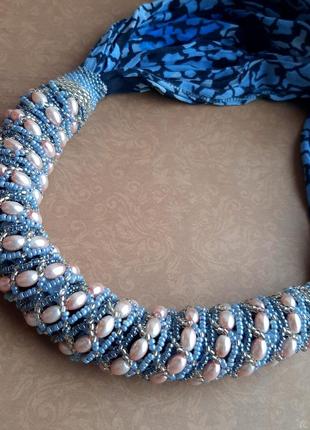 Тримач затиск для хустки шарф брошка бісер звязан вышивк ручна робота