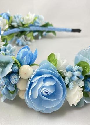 Віночок на голову з блакитних квітів3 фото