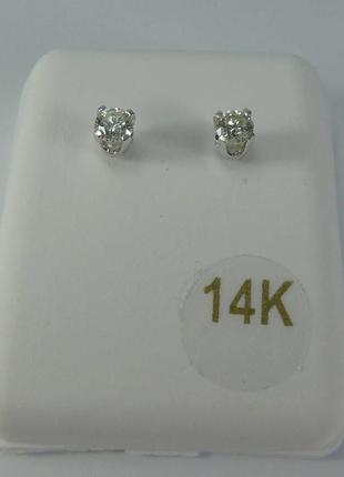 Золоті сережки-пусети з діамантами3 фото