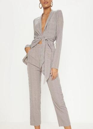 Штани штани в клітку клітинка plt prettylittlething завищена талія висока
