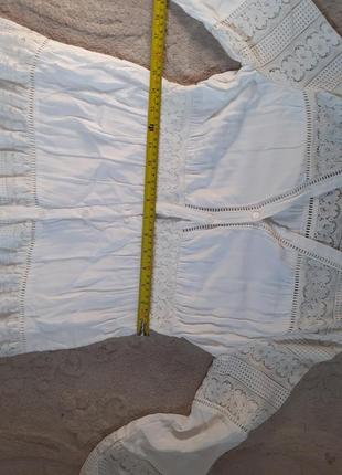 Біле натуральне мереживне літнє плаття  zara, р. см.7 фото