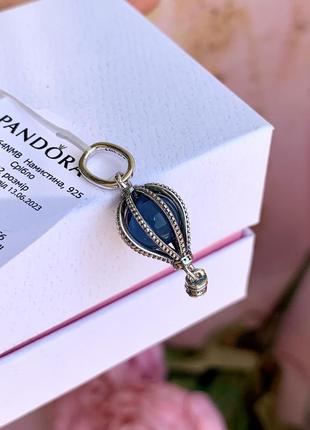 Шарм пандора срібло 925 намистина pandora підвіска «повітряна куля з синім кристалом» кліпса бусина на браслет оригінальна пандора нова бірка пломба