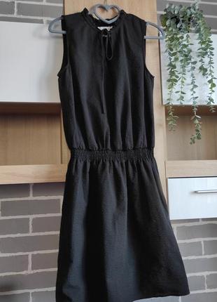 H&amp;m logg черное легкое платье, платье жатка, поплиновое платье, сарафан