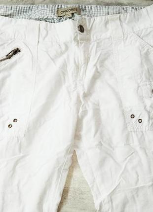Женские, белые, спортивные штаны, карго, бриджи с регулируемыми по длине карманами, chicore5 фото