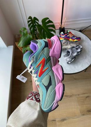 Женские кроссовки бирюзовые с розовым new balance 9060 warped multicolor4 фото