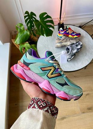 Жіночі кросівки бірюзові з рожевим new balance 9060 warped multicolor